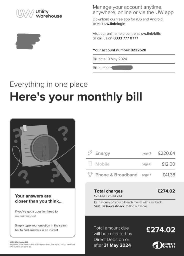 Example Of A Utility Bill