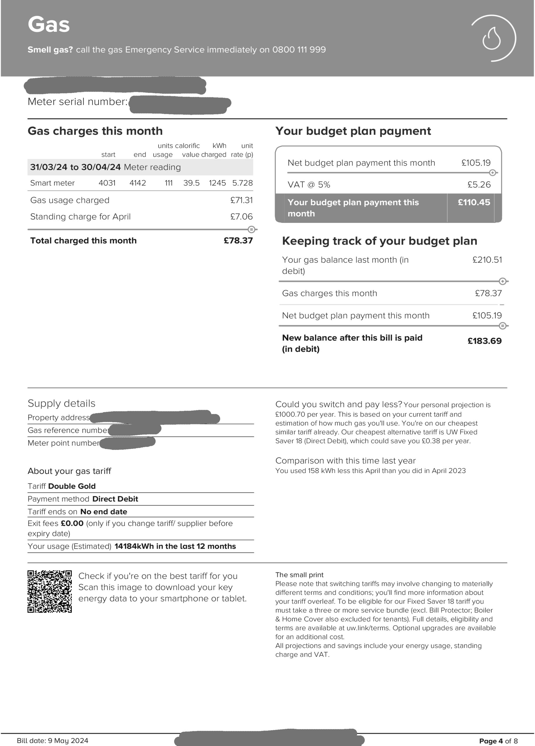 Utility Warehouse Bill